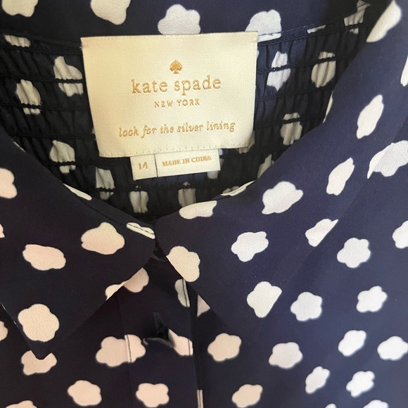 Kate Spade Navy and White Cloud Dot Midi Dress - Picture 2 of 5